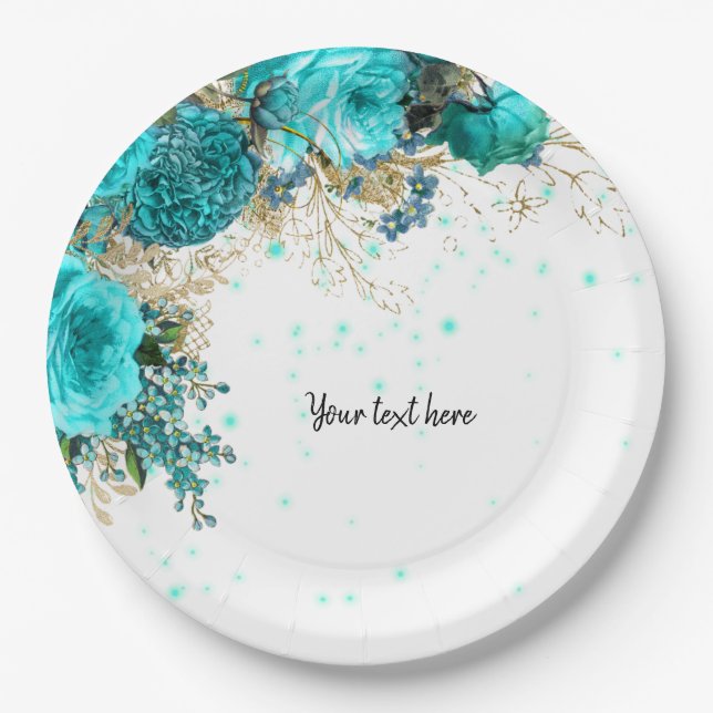 Modern Glam Chic Flowers for all occasions Paper Plates (Front)