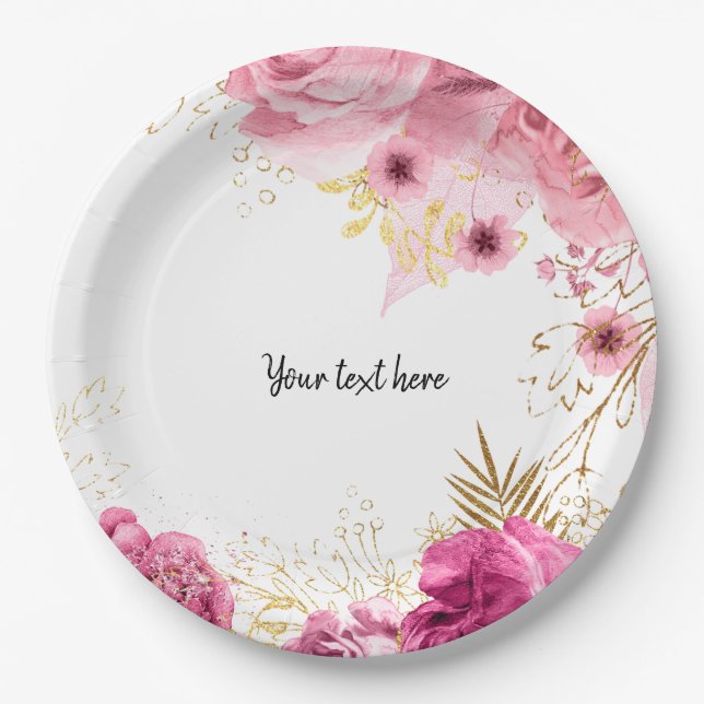 Modern Glam Chic Flowers for all occasions Paper Plates (Front)