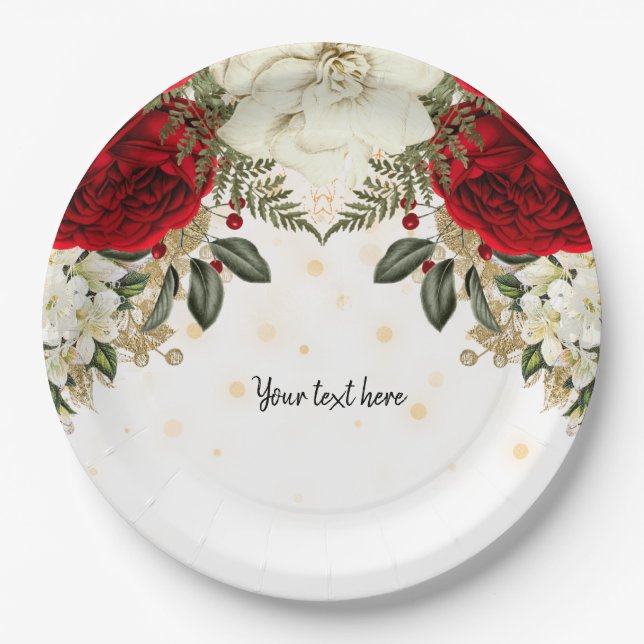 Modern Glam Chic Flowers for all occasions Paper Plates (Front)