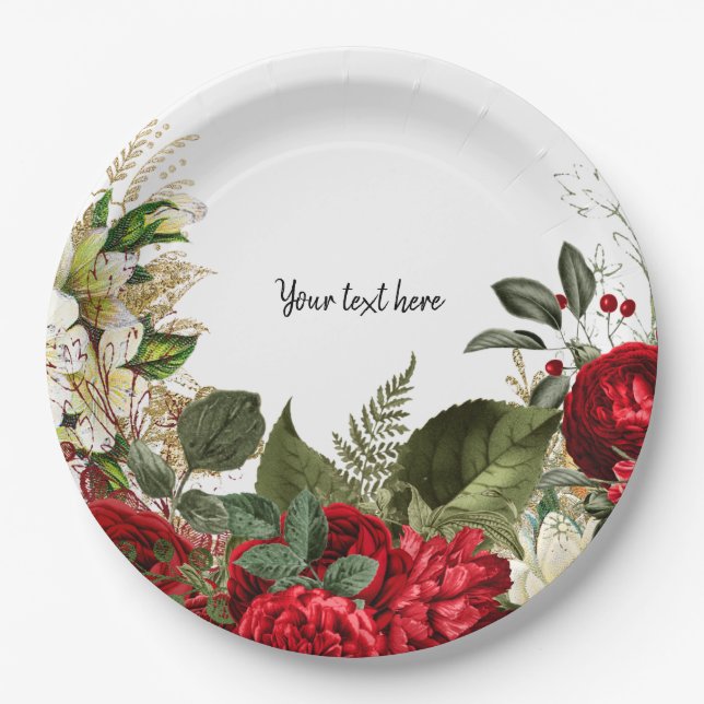 Modern Glam Chic Flowers for all occasions Paper Plates (Front)