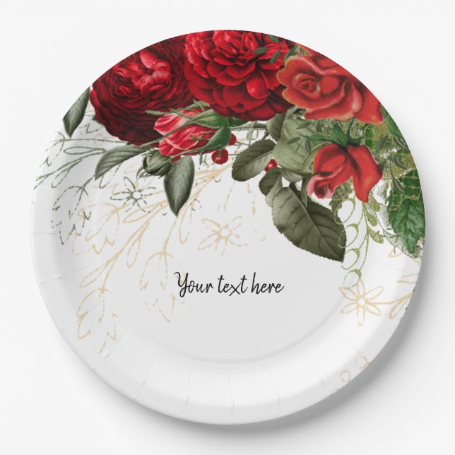 Modern Glam Chic Flowers for all occasions Paper Plates (Front)