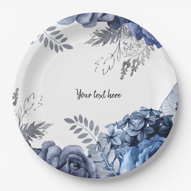 Modern Glam Chic Flowers for all occasions Paper Plates (Front)