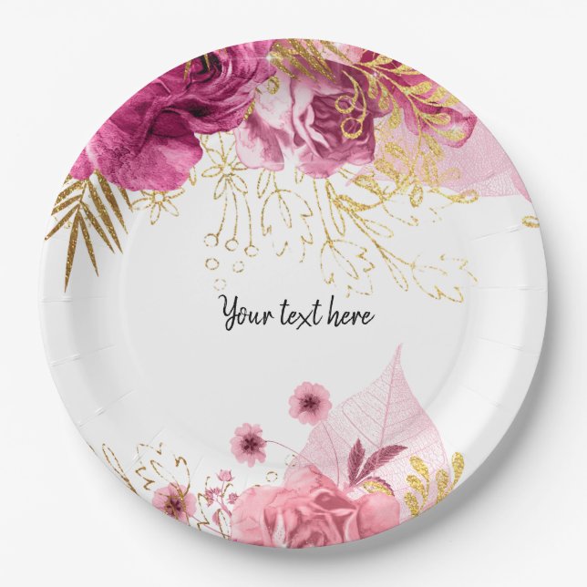Modern Glam Chic Flowers for all occasions Paper Plates (Front)