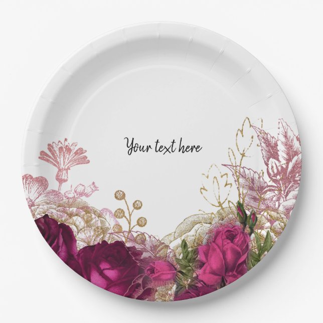 Modern Glam Chic Flowers for all occasions Paper Plates (Front)