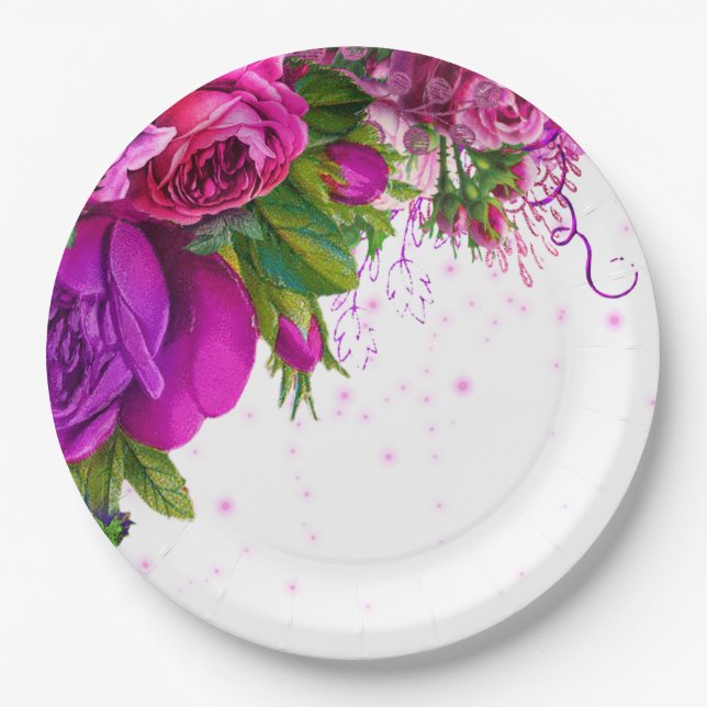 Modern Glam Chic Flowers for all occasions Paper Plates (Front)