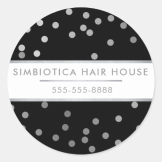 MODERN GLAM CONFETTI polka dot silver black Classic Round Sticker