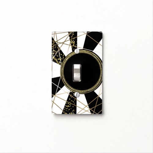 Modern Glam Deco Black White Gold Girly Unique Light Switch Cover