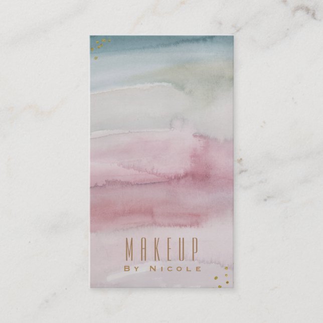 Modern Glam Dreamy Watercolor Gold Eleagnt Chic Business Card (Front)