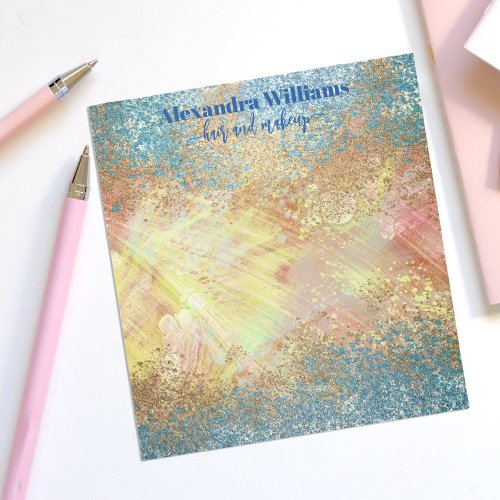 Modern Glam Faux Gold Glitter Teal Artistic Notepad