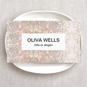 Modern Glam Faux Silver Sequin Business Card