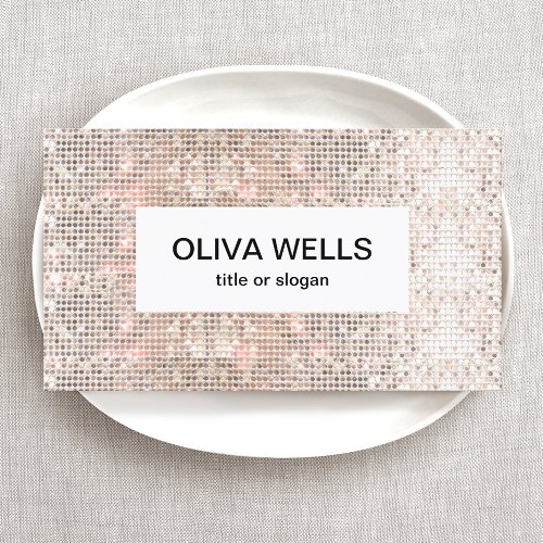 Fun Faux Silver Sequins Beauty and Fashion Business Card Templates