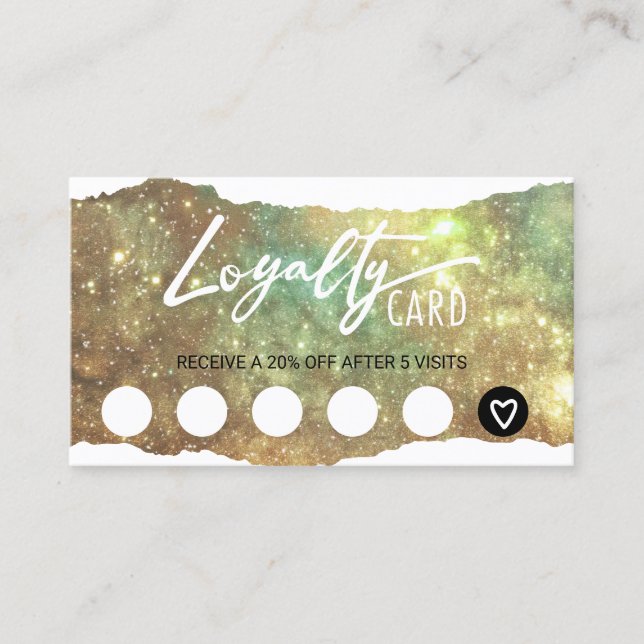 Modern Glam Glitter Beauty Salon & Spa Customer Loyalty Card (Front)
