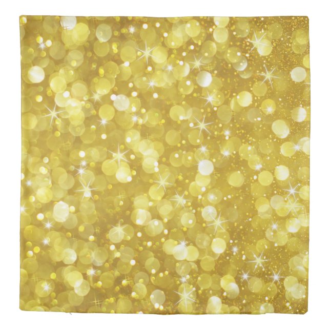 Modern Glam Gold Bokeh Glitter Duvet Cover (Back)