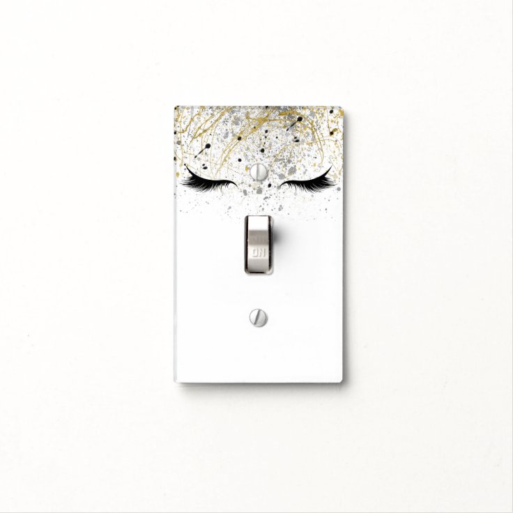 Modern Glam Gold Silver Black Eyelashes Beauty Light Switch Cover Zazzle