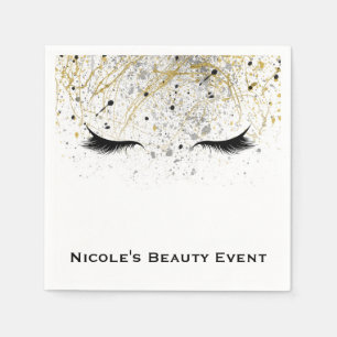 Modern Glam Gold Silver Black Eyelashes Beauty Paper Napkins