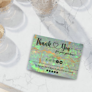 Modern Glam Green Opal Thank You Business Card