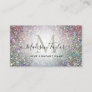 Modern Glam Holographic Glitter Sparkle Monogram Business Card