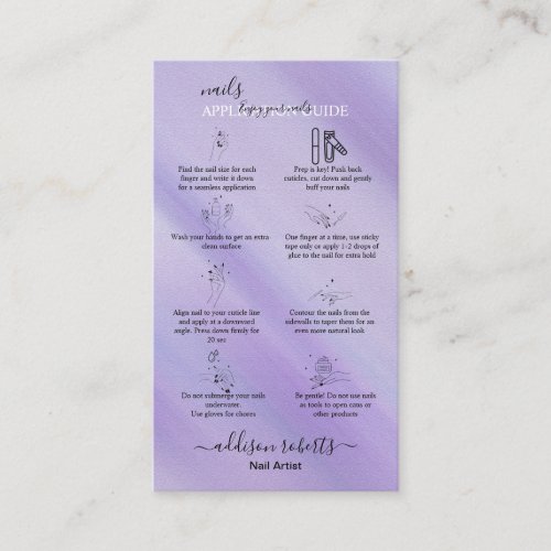 Modern Glam Iridescent Nails Application Guide Business Card