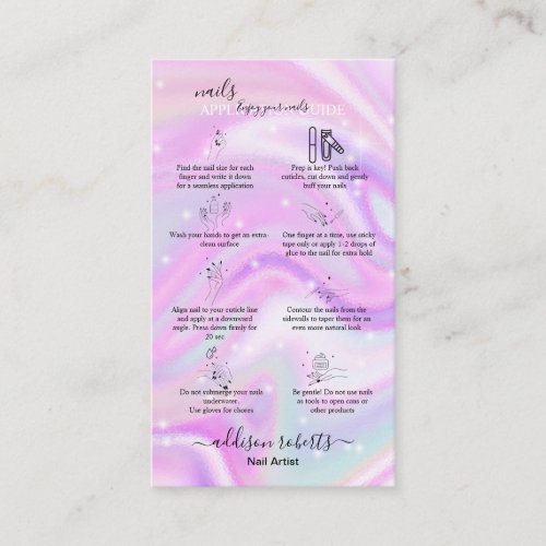 Modern Glam Iridescent Nails Application Guide   Business Card