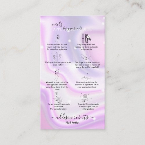 Modern Glam Iridescent Nails Application Guide   Business Card