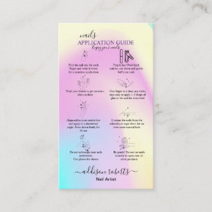 Modern Glam Iridescent Nails Application Guide Business Card