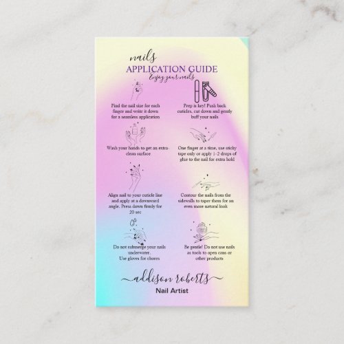 Modern Glam Iridescent Nails Application Guide  Business Card