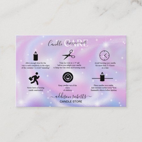Modern  Glam Iridescent Sparkle Candle Care  Busin Business Card