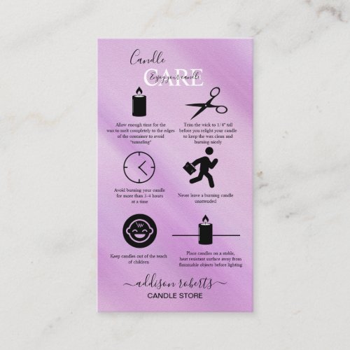 Modern Glam Iridescent Sparkle Candle Care  Busine Business Card