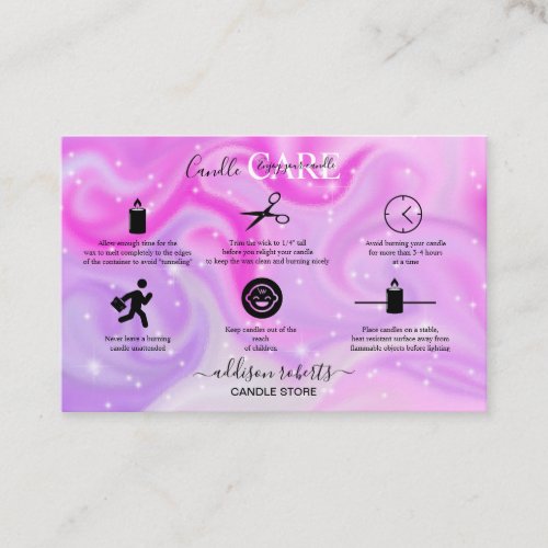 Modern  Glam Iridescent Sparkle Candle Care   Business Card