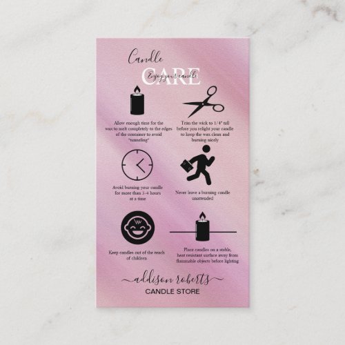 Modern Glam Iridescent Sparkle Candle Care   Business Card