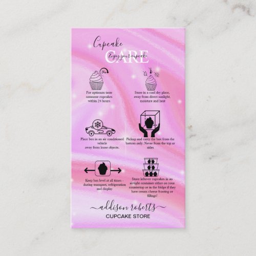 Modern Glam Iridescent Sparkle Cupcake Care   Business Card