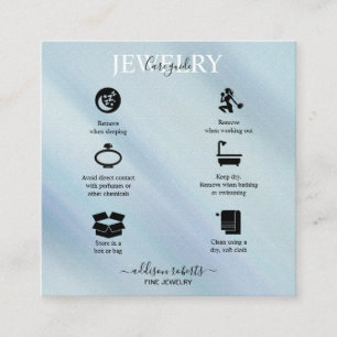 Modern Glam Iridescent Sparkle Jewelry Care Square Business Card