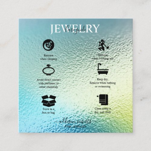 Modern Glam Iridescent Sparkle  Jewelry Care   Square Business Card