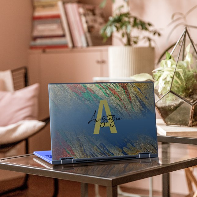 Modern Glam Luxury Stylish Glitter Monogrammed HP Laptop Skin (Creator Uploaded)
