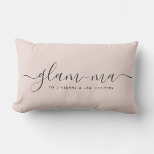 Modern Glam_ma Chic Script Fun Blush Pink Grandma Lumbar Pillow