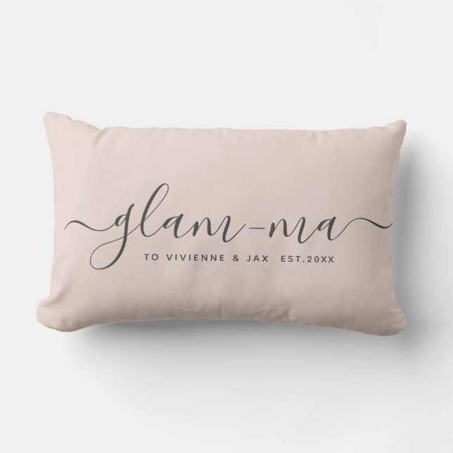 Modern Glam-ma Chic Script Fun Blush Pink Grandma Lumbar Pillow (Front)
