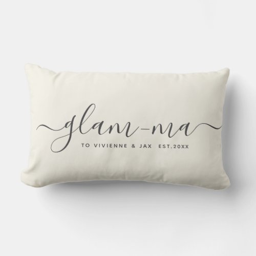 Modern Glam_ma Chic Script Fun Minimalist Grandma Lumbar Pillow
