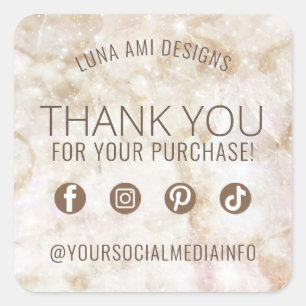Modern Glam Minimalist Elegant Luxury Thank You Square Sticker