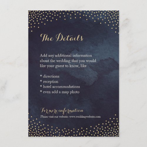 Modern glam night faux gold glitter detail card