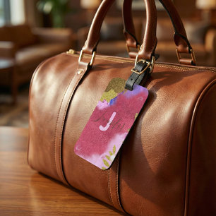 Modern Glam Pink Gold Faux Glitter Abstract Luggage Tag