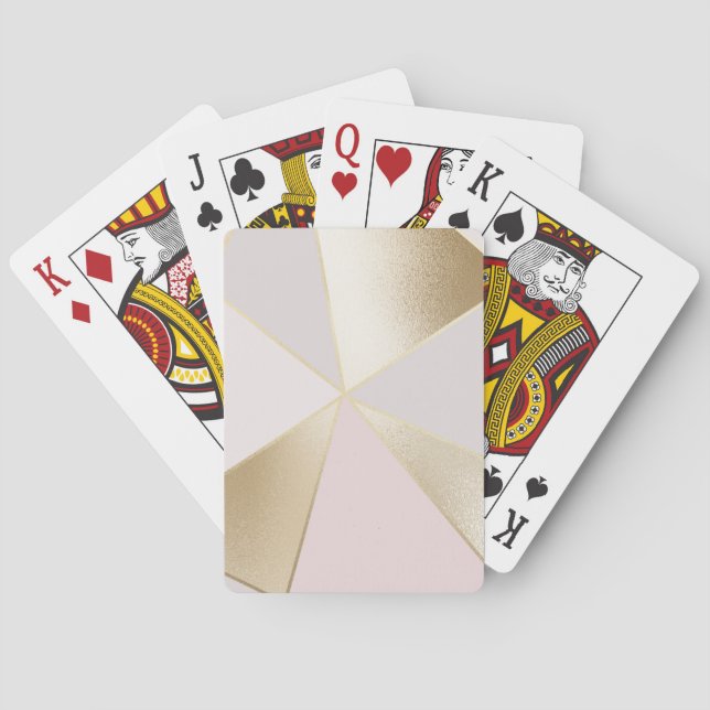 Modern Glam Pink Gold Geometric   Poker Cards (Back)