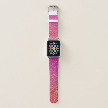 Modern Glam Pink Gold Glitter Ombre Sparkles Apple Watch Band by JennLenayDesigns at Zazzle