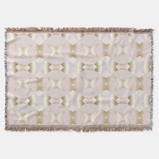 Modern Glam Pink Gold Kaleidoscope Geometric   Throw Blanket (Front)