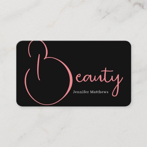 Modern glam pink neon beauty script logo qr code business card