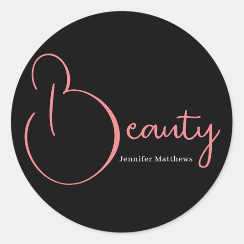 Modern glam pink neon beauty technician manicurist classic round sticker