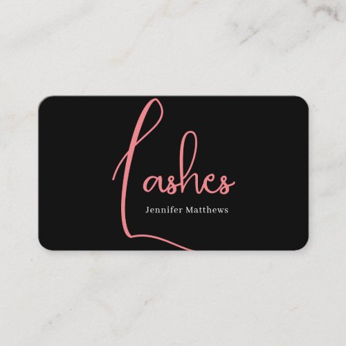 Modern glam pink neon lashes script qr code business card