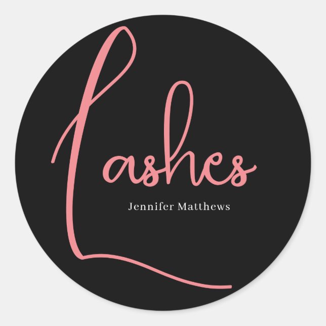 Modern glam pink neon lashes technician manicurist classic round sticker (Front)