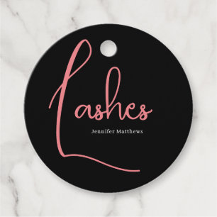 Modern glam pink neon lashes technician manicurist favor tags