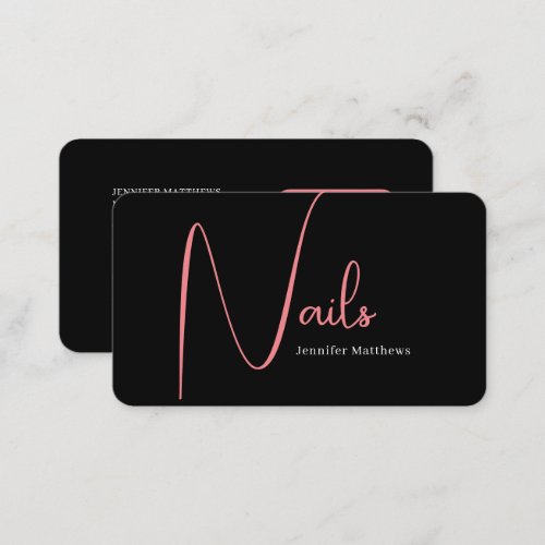 Modern glam pink neon nails script logo qr code business card