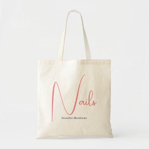 Modern glam pink neon nails technician manicurist tote bag